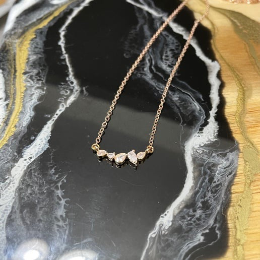 5 Zircon Rose Gold Necklace 18 1/2''
