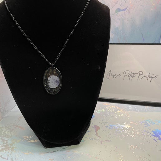 Collier Lune 25'' Chaîne Noire