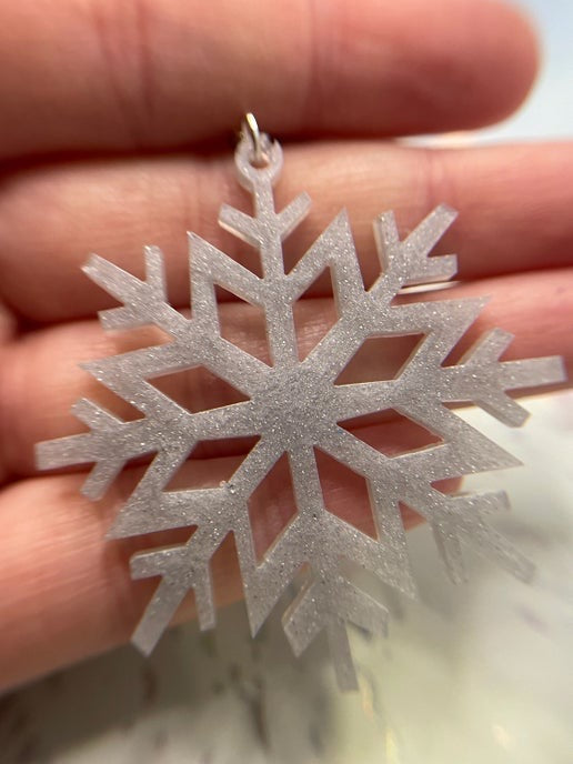 Grey Snowflake Dangle Earrings- STAINLESS STEEL