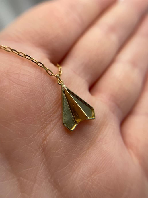 Paper Airplane Charm Necklace – 19'' Nickel-Free