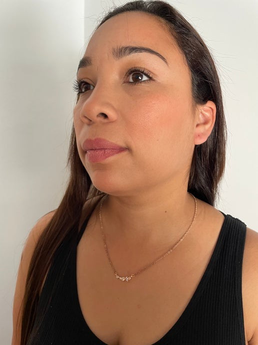 5 Zircon Rose Gold Necklace 18 1/2''