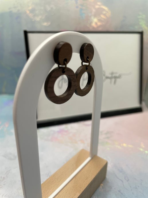 Wood Circle Drop Earrings- Nickel Free