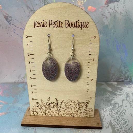 Sparkly Oval Resin Earrings-Nickel Free