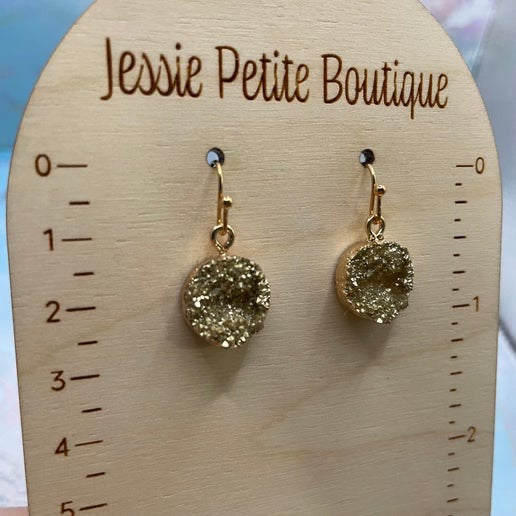 Gold Faux Rock Style Dangle Earrings