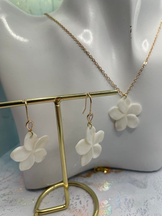 Ensemble coquillage en fleur + zircone-20'' Sans Nickel