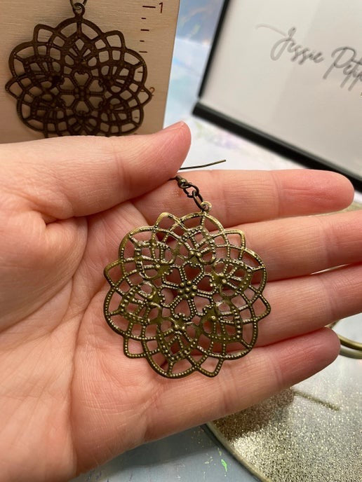 Bronze Filigree Flower Earrings