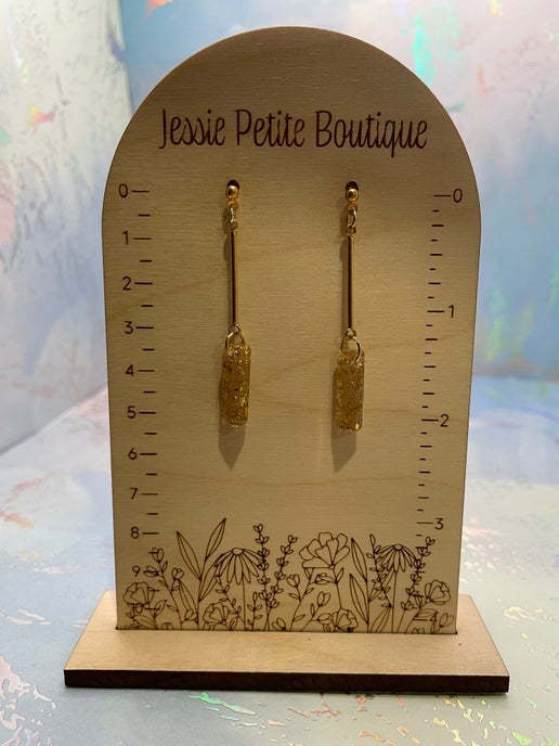 Boucles d'oreilles rectangulaire dorée pendante