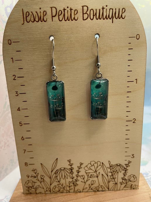 Dandelion Cabochon Rectangle Earrings