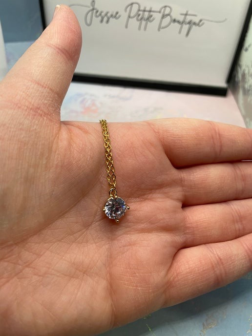 Zircon Round Pendant 21''-Stainless Steel+Nickel free