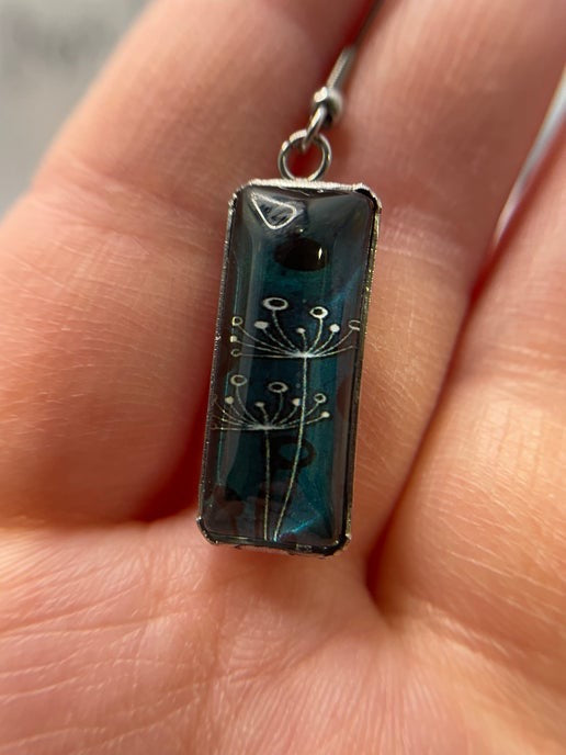 Dandelion Cabochon Rectangle Earrings