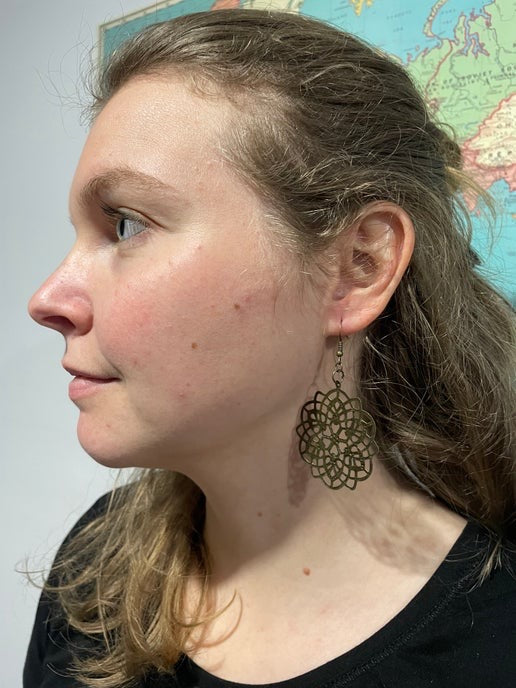 Bronze Filigree Flower Earrings