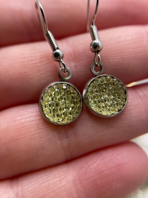 Tiny Yellow Sparkle Dangle Earrings
