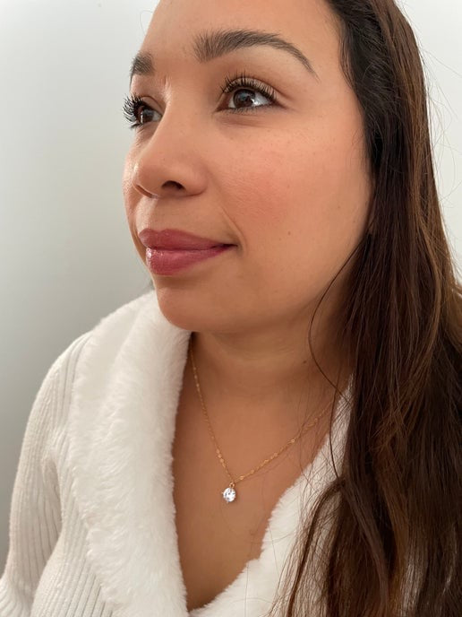 Zircon Round Pendant 21''-Stainless Steel+Nickel free