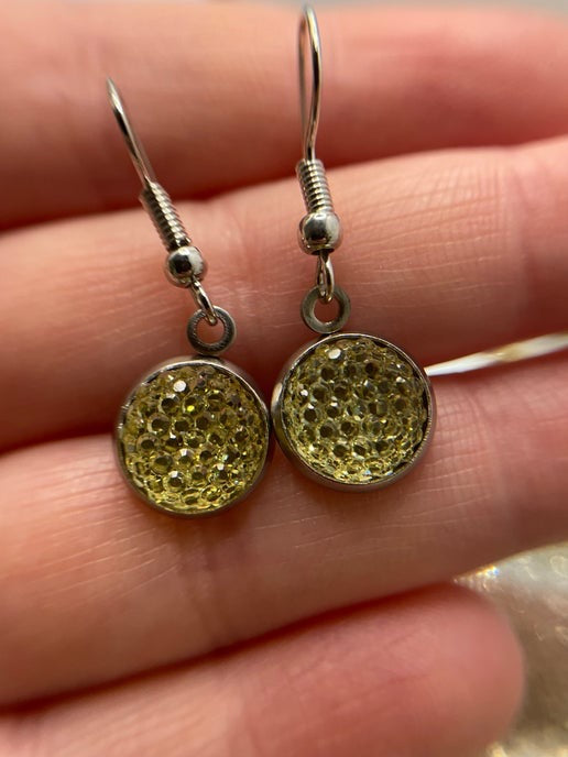 Tiny Yellow Sparkle Dangle Earrings
