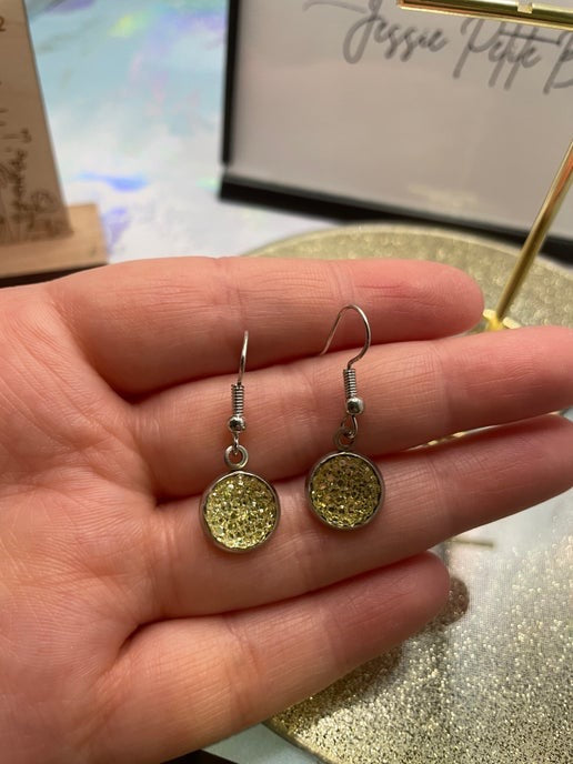 Tiny Yellow Sparkle Dangle Earrings
