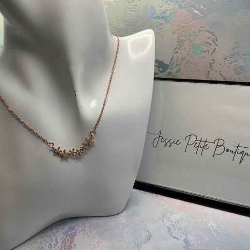 Rose Gold Flower Necklace - 20''(Nickel-Free)