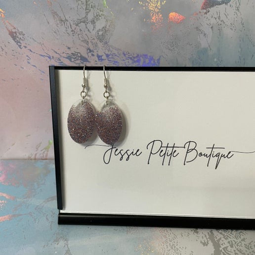 Sparkly Oval Resin Earrings-Nickel Free