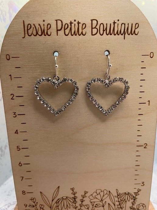 Boucles d'oreilles cœur en strass