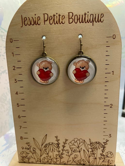 Boucles d'oreilles Ourson avec un coeur