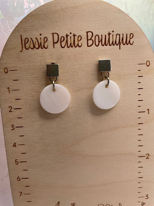 Shell Earrings with Square Stud - Nickel Free