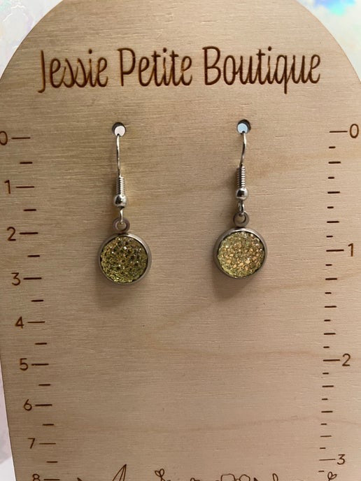 Tiny Yellow Sparkle Dangle Earrings