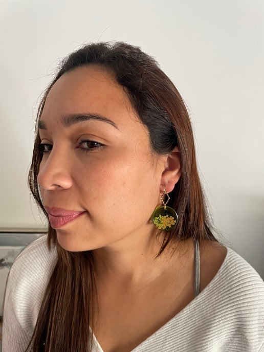Yellow & Orange Flower Resin Earrings -NICKEL FREE