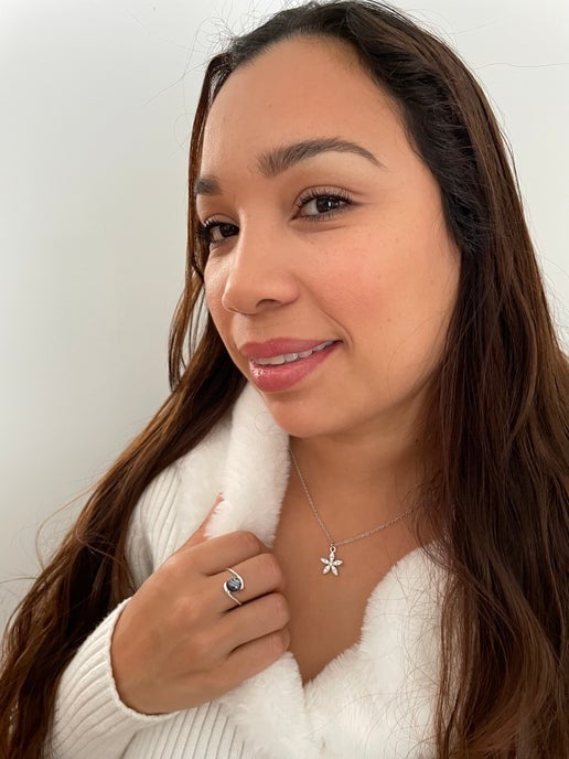 Zirconia Flower Necklace – 18'' Stainless Steel