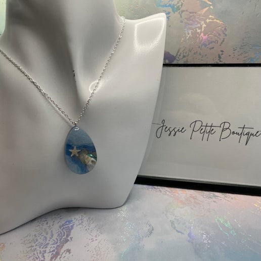 Ocean Teardrop Necklace - 20" Nickel-Free