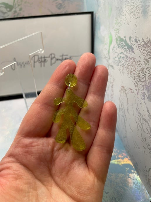 Léa : Boucles d'oreilles vert clair - Hypoallergénique/Plastique