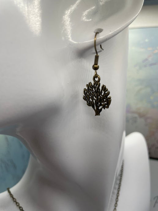 Bronze Tree Necklace & Earrings Set