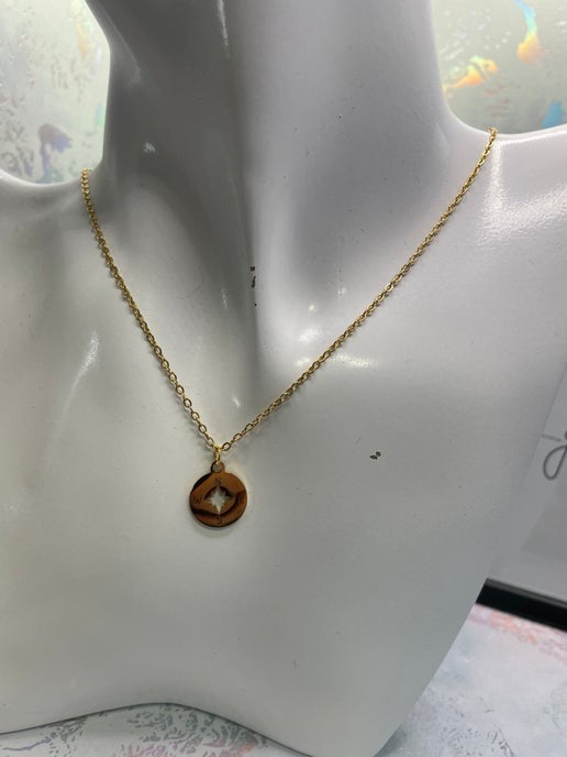 Collier Pendentif Boussole – 18'' Sans Nickel + Acier Inoxydable