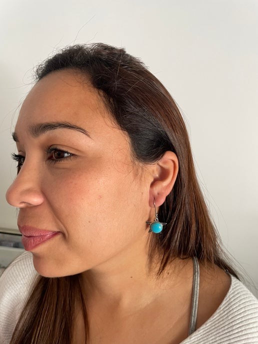 Natural Turquoise Dangle Earrings - Stainless Steel