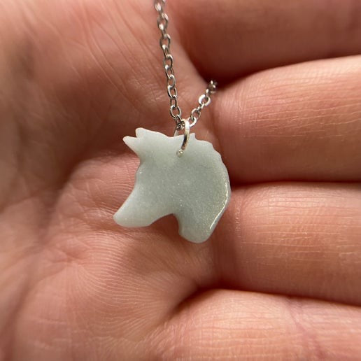 Collier loup en argile bleu 20'' - Acier Inoxydable