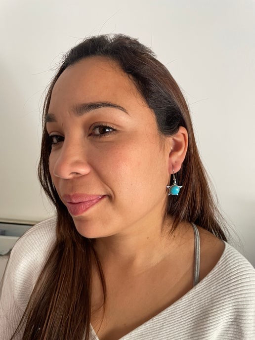 Natural Turquoise Dangle Earrings - Stainless Steel