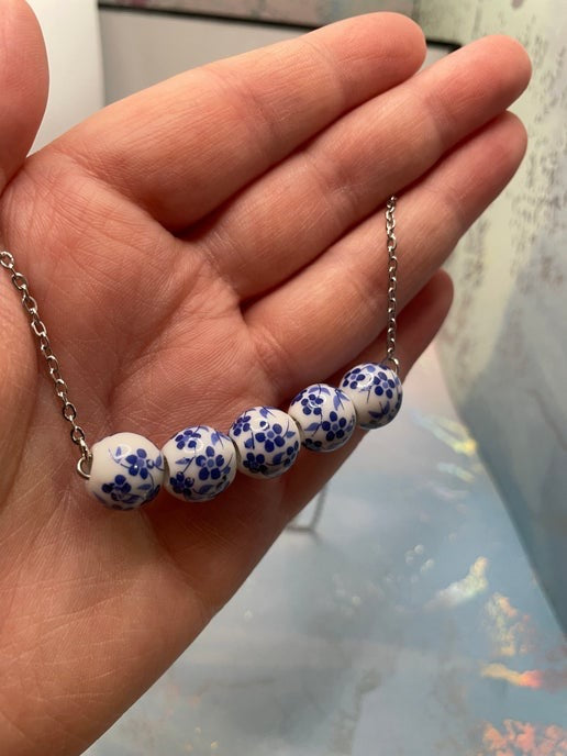 Blue Flower Bead set (stainless steel)