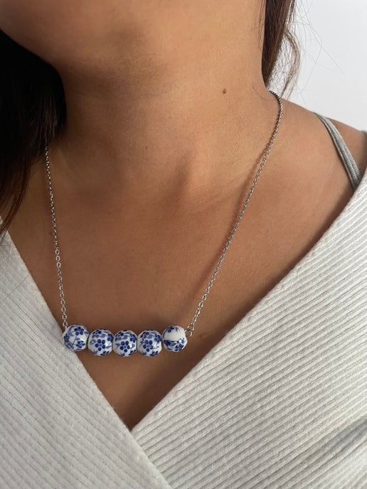 Blue Flower Bead set (stainless steel)