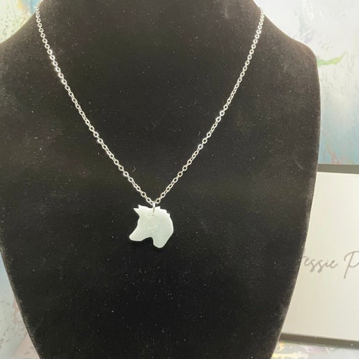 Collier loup en argile bleu 20'' - Acier Inoxydable