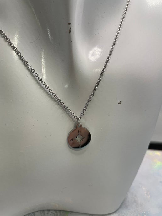 Collier Pendentif Boussole – 18'' Sans Nickel + Acier Inoxydable