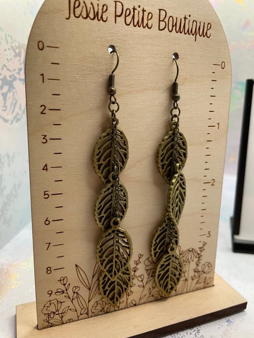Boucles d'oreilles grosses feuilles bronzes pendantes