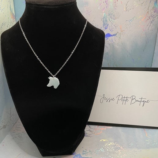 Collier loup en argile bleu 20'' - Acier Inoxydable