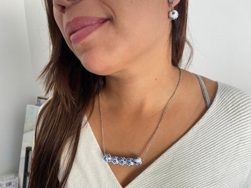 Blue Flower Bead set (stainless steel)