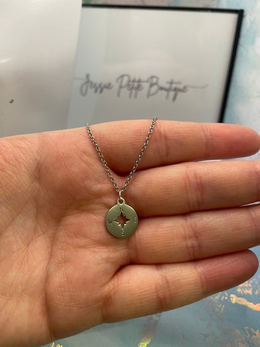 Collier Pendentif Boussole – 18'' Sans Nickel + Acier Inoxydable