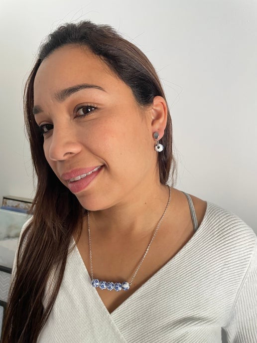 Blue Flower Bead set (stainless steel)