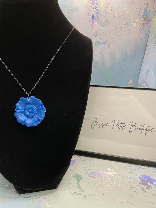 Collier Anémone Bleue 23" - Sans Nickel