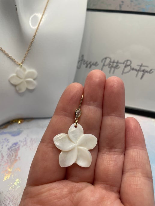 Ensemble coquillage en fleur + zircone-20'' Sans Nickel