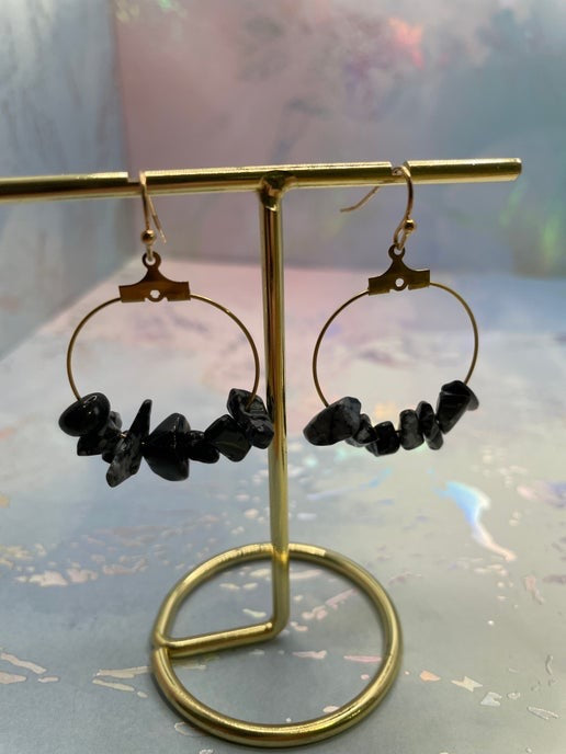 Gemstones on 2.5 cm Gold Hoop Earrings