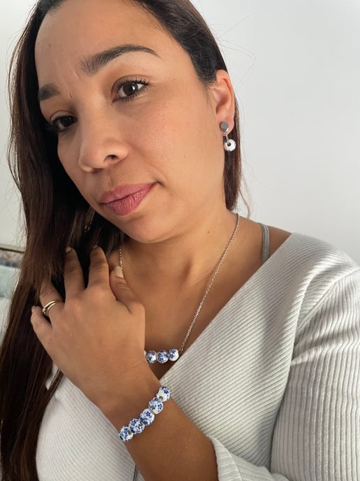 Blue Flower Bead set (stainless steel)