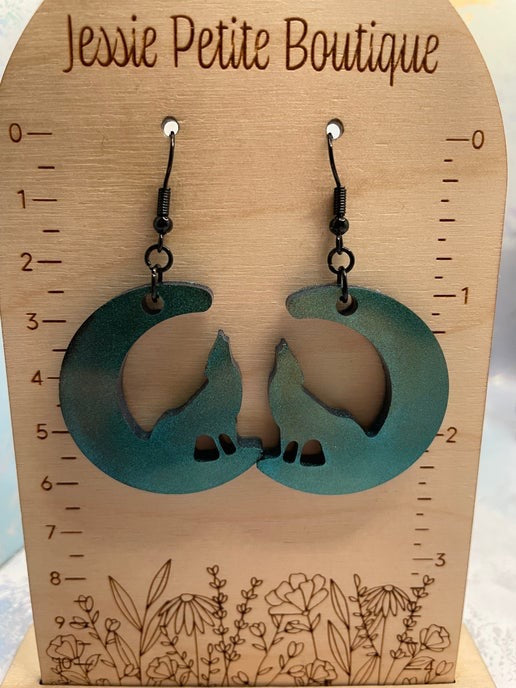 Boucles d'oreilles Loup et Lune