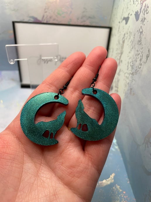 Boucles d'oreilles Loup et Lune