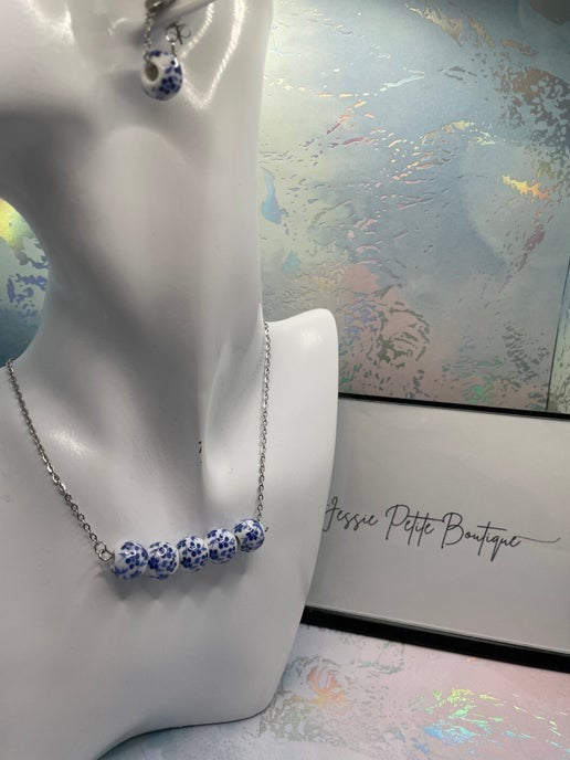 Blue Flower Bead set (stainless steel)